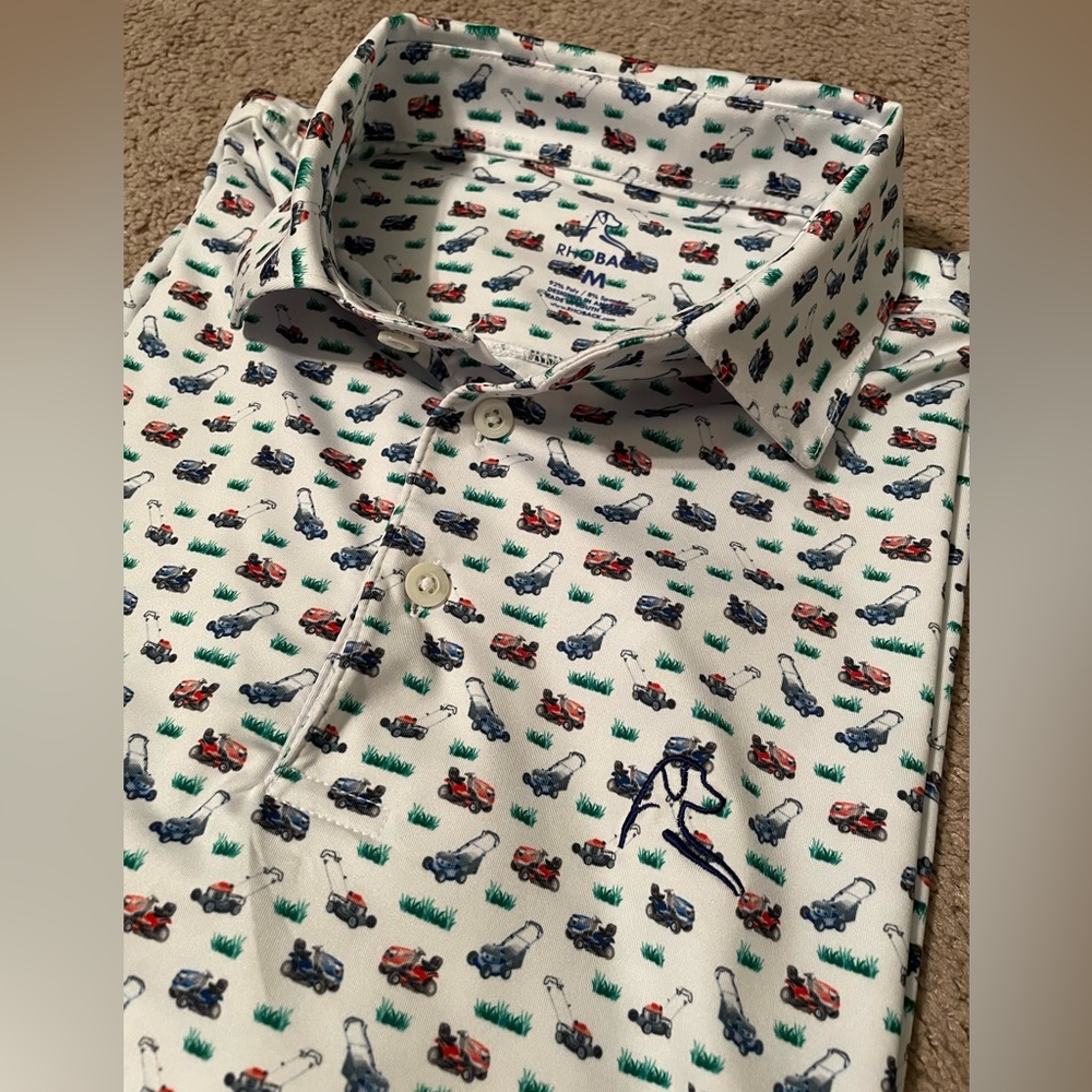 Rhoback men’s size M lawnmower polo